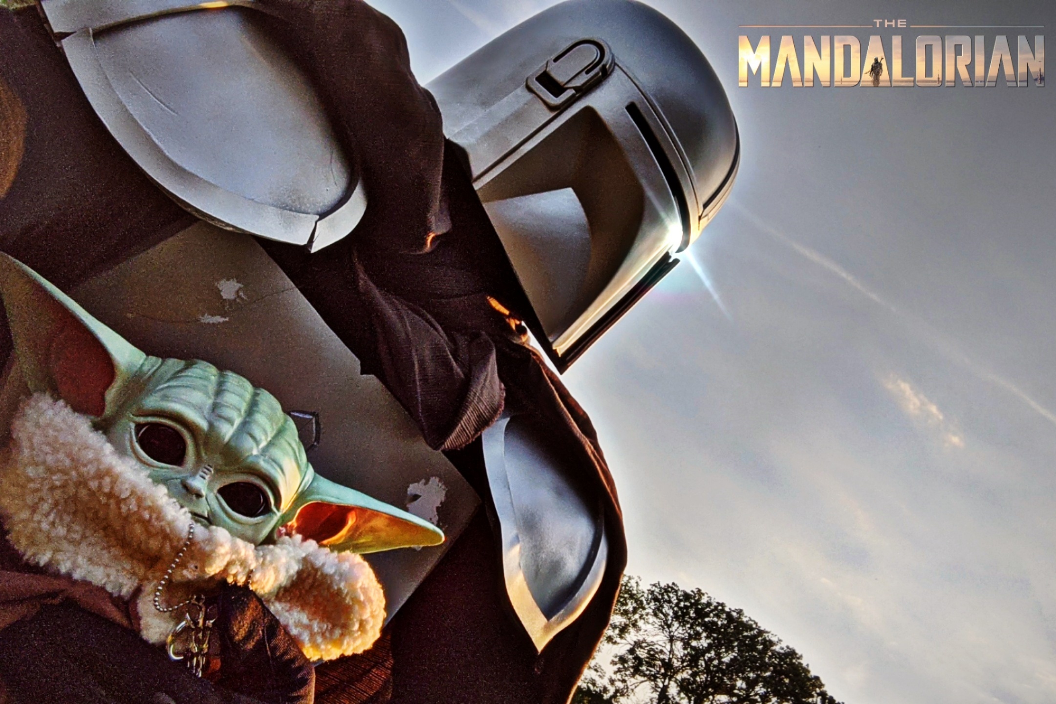 The Mandalorian with Grogu in accurate beskar armour